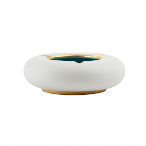 Cendrier Rond - Turquoise/Blanc/Or