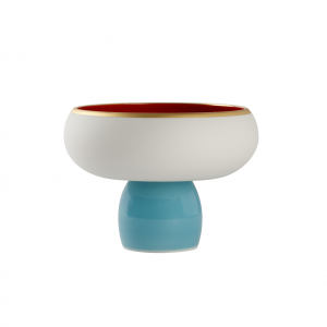 Coupelle sur pied - Turquoise/Rouge/Or