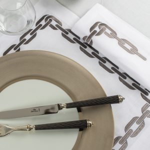 Assiettes de présentation 30 cm - Platine/Blanc