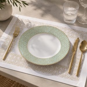 Lot de 6 assiettes Zelige Turquoise Or
