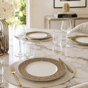 Lot de 8 assiettes plates Le Fil - Or